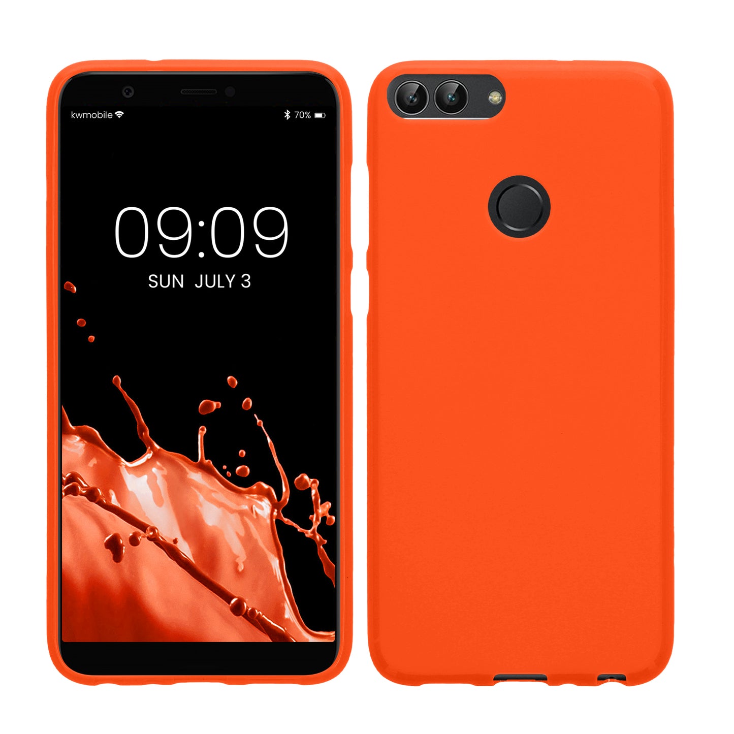 kwmobile Handyhülle für Huawei Enjoy 7S / P Smart (2017) Hülle - TPU Case - Kabelloses Laden - Schutzhülle Cover in Neon Orange Neon Orange  