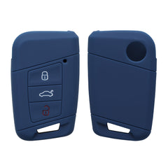 VW 3-Tasten Autoschlüssel (nur Keyless Go) Schlüsselhülle Silikon, Dunkelblau