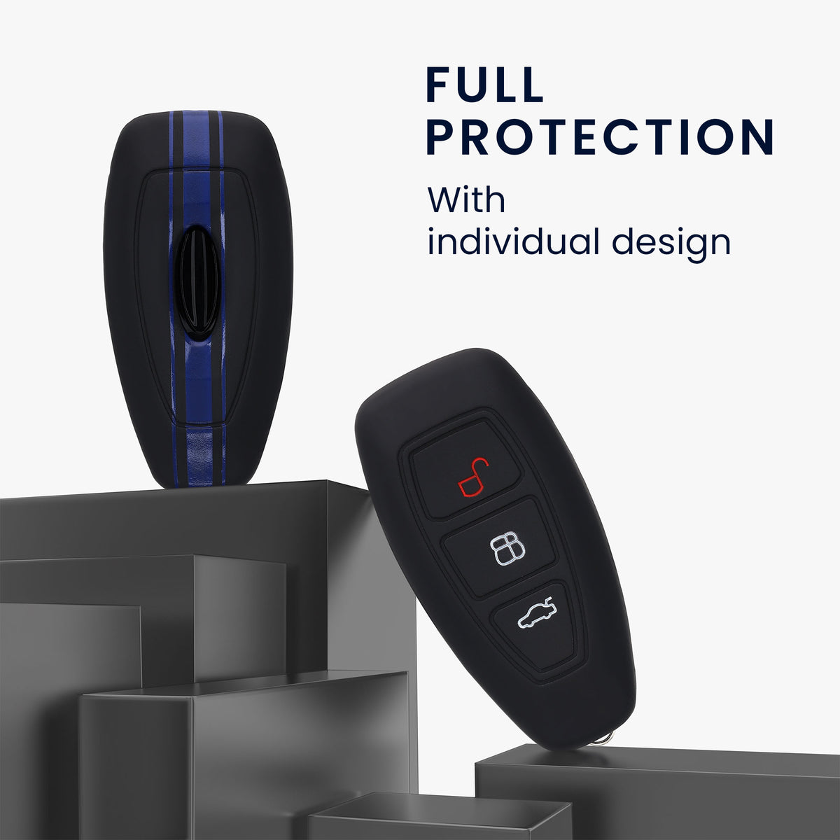Ford 3-Tasten Autoschlüssel Keyless Go Silikon Schlüsselhülle gemustert