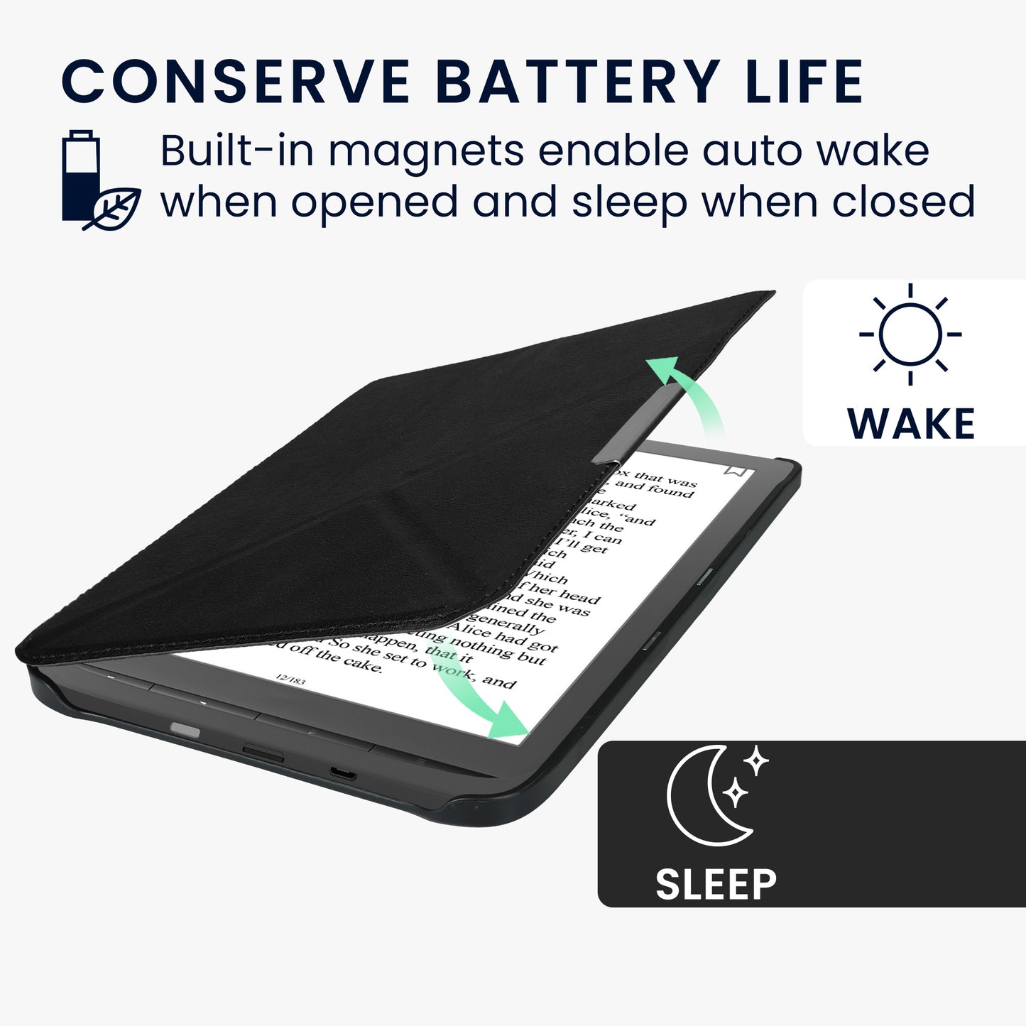 kwmobile Schutzhülle für Pocketbook InkPad 3 / 3 Pro / Color / Vivlio InkPad 3 Hülle - eReader Klapphülle mit Auto Sleep Funktion - Cover mit Ständer