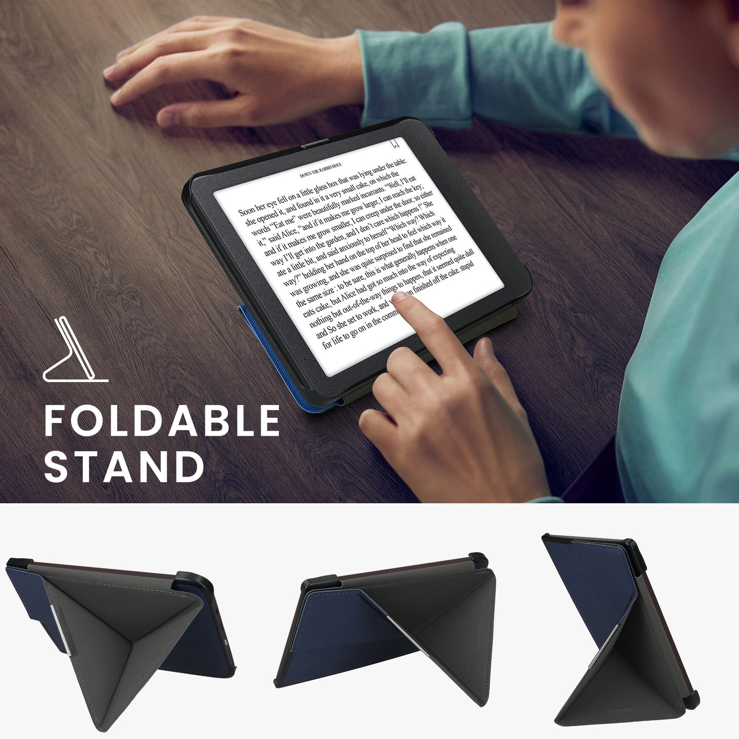 kwmobile Schutzhülle für Pocketbook InkPad 3 / 3 Pro / Color / Vivlio InkPad 3 Hülle - eReader Klapphülle mit Auto Sleep Funktion - Cover mit Ständer