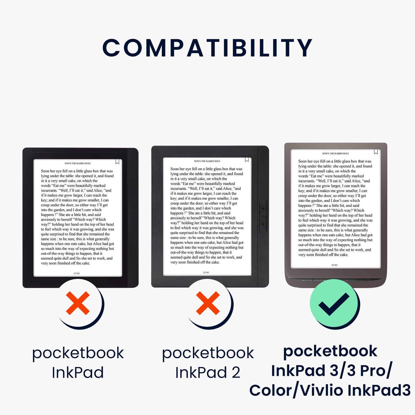 kwmobile Schutzhülle für Pocketbook InkPad 3 / 3 Pro / Color / Vivlio InkPad 3 Hülle - eReader Klapphülle mit Auto Sleep Funktion - Cover mit Ständer