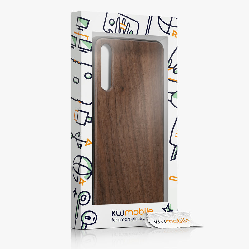 Huawei P20 Pro stoßfestes Hardcase mit TPU Bumper Holz Walnuss