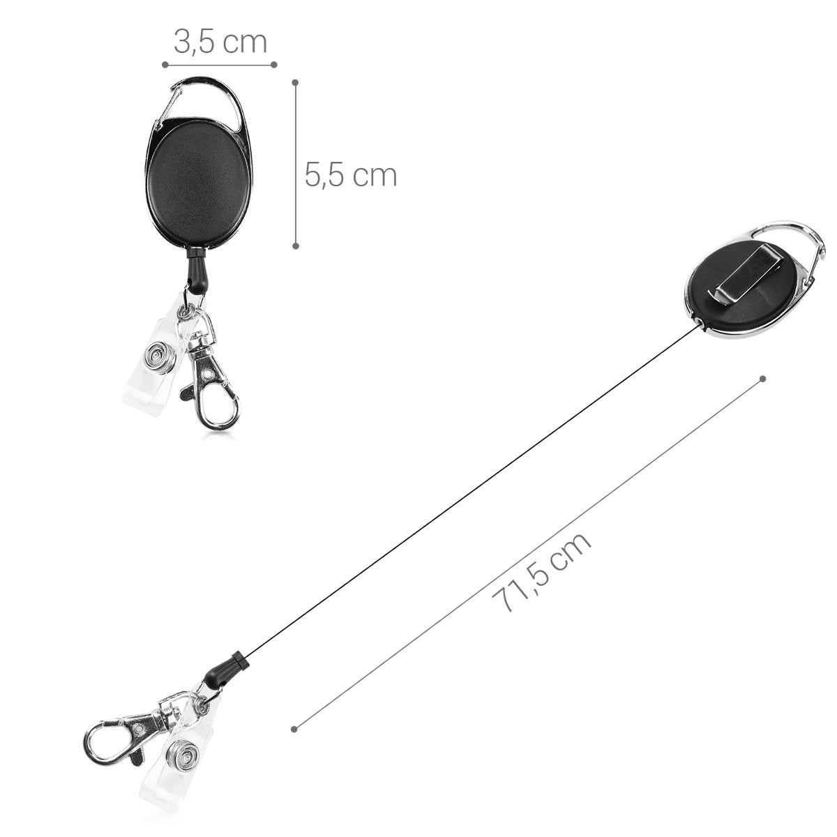 kwmobile Schlüssel Jojo mit Ausweis Clip - Schlüsselanhänger ausziehbar - Karabiner Anhänger - Schlüsselband