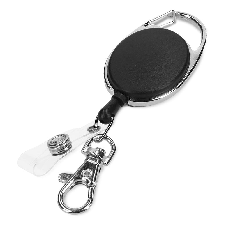 kwmobile Schlüssel Jojo mit Ausweis Clip - Schlüsselanhänger ausziehbar - Kartenhalter Karabiner Anhänger - Schlüsselband mit Karten Halter Schwarz  