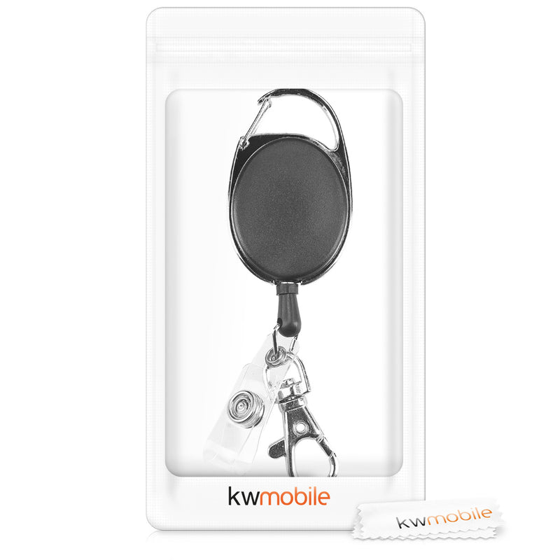 kwmobile Schlüssel Jojo mit Ausweis Clip - Schlüsselanhänger ausziehbar - Karabiner Anhänger - Schlüsselband