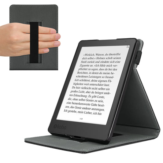 kwmobile Schutzhülle kompatibel mit Kobo Aura Edition 2 - Hülle e-Reader mit Schlaufe Ständer