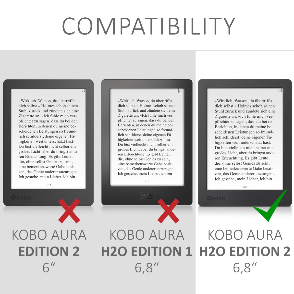Kobo Aura H2O Edition 2 eReader Hülle mit Schlaufe und Ständer