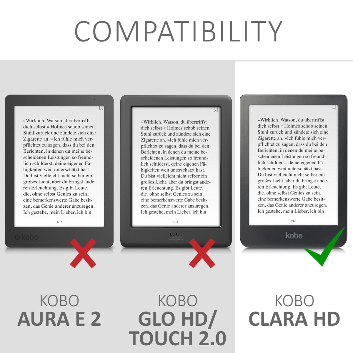 Kobo Clara HD mit Auto-Sleep eReader Flip Case