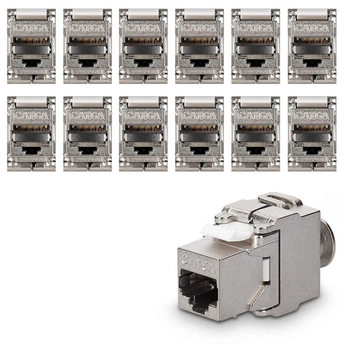 kwmobile Keystone Modul für CAT 6A Kabel - 10 Gbit/s geschirmt Schnappverschluss - werkzeugfreier Anschluss an Modular