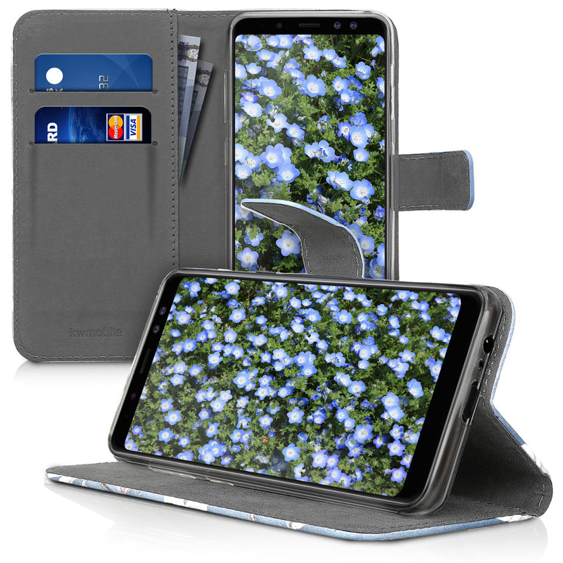 kwmobile Wallet Case kompatibel mit Samsung Galaxy A8 (2018) Hülle - Cover mit Ständer und Kartenfächern