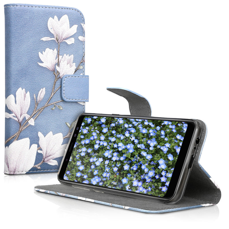 kwmobile Wallet Case kompatibel mit Samsung Galaxy A8 (2018) Hülle - Cover mit Ständer und Kartenfächern