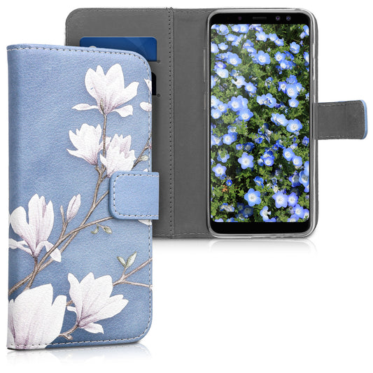 kwmobile Wallet Case kompatibel mit Samsung Galaxy A8 (2018) Hülle - Cover mit Ständer und Kartenfächern