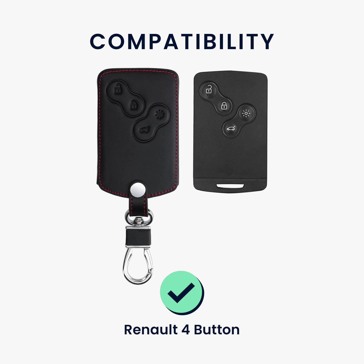 kwmobile Schlüsselhülle für Renault 4-Tasten Autoschlüssel Karte (nur Keyless Go) Hülle - Autoschlüssel Schlüssel Hülle - Schlüsselcover aus Kunstleder