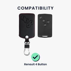 Renault 4-Tasten Autoschlüssel (nur Keyless Go) Karte Kunstleder Schlüsselhülle Schwarz