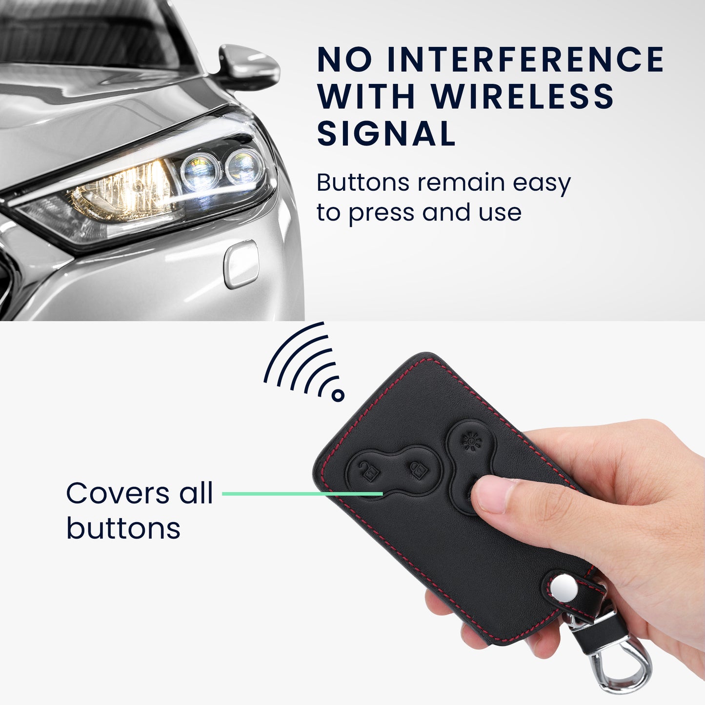 kwmobile Schlüsselhülle für Renault 4-Tasten Autoschlüssel Karte (nur Keyless Go) Hülle - Autoschlüssel Schlüssel Hülle - Schlüsselcover aus Kunstleder
