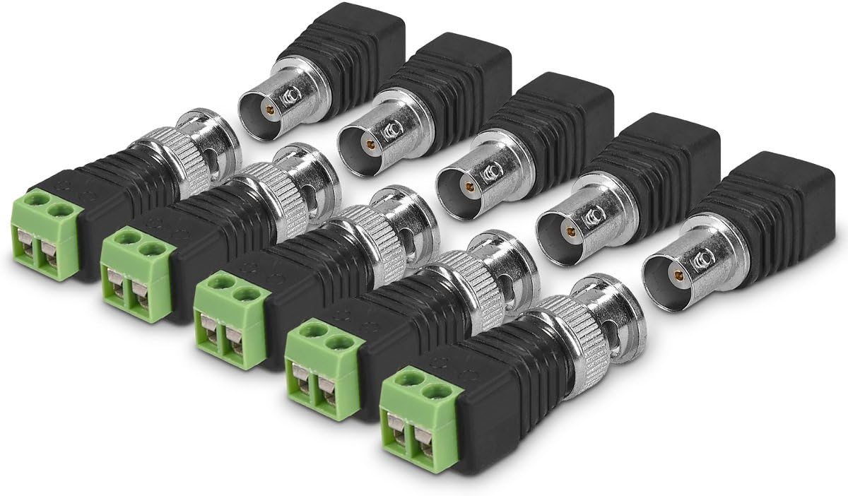 kwmobile 5x BNC Stecker Adapter Set - 5x BNC Stecker 5x BNC Buchse Terminal Block Steckverbinder - für z.B. Mini Kamera CCTV Netzwerk - BNC-Verbinder Schwarz  [dsg01]