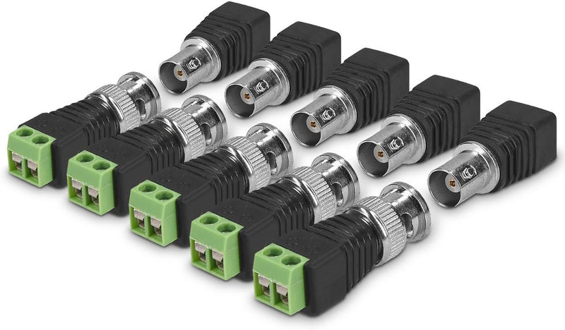 kwmobile 5x BNC Stecker Adapter Set - 5x BNC Stecker 5x BNC Buchse Terminal Block Steckverbinder - für z.B. Mini Kamera CCTV Netzwerk - BNC-Verbinder Schwarz  [dsg01]