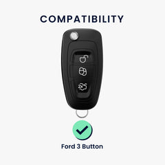 Ford 3-Tasten Klapp Autoschlüssel Schlüsselhülle Silikon Schwarz