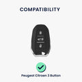Kunstleder Hülle für Peugeot Citroen 3-Tasten Smartkey Autoschlüssel (nur Keyless Go) Autoschlüssel