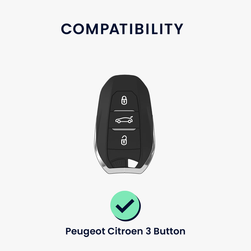 Kunstleder Hülle für Peugeot Citroen 3-Tasten Smartkey Autoschlüssel (nur Keyless Go) Autoschlüssel