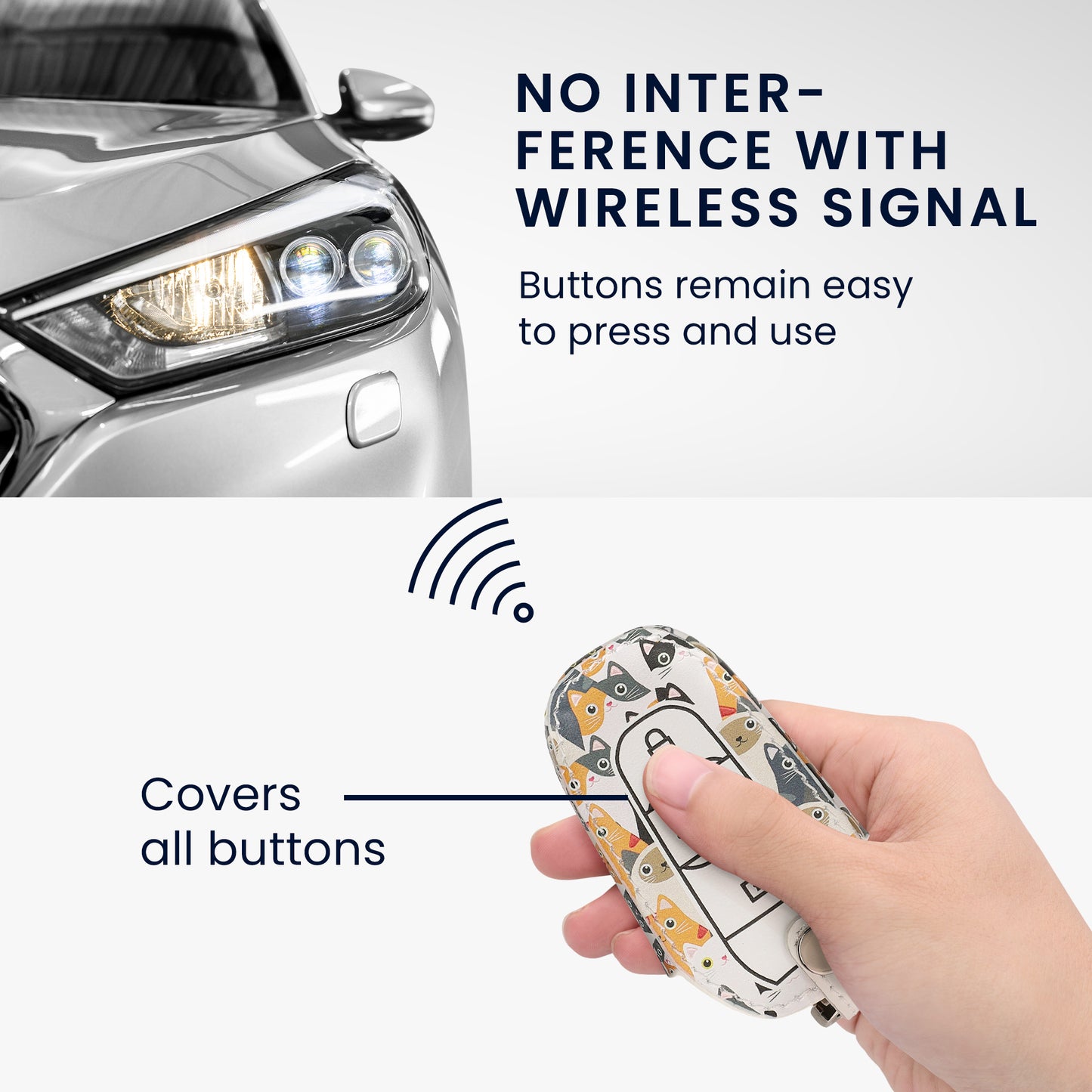 Kunstleder Hülle für Peugeot Citroen 3-Tasten Smartkey Autoschlüssel (nur Keyless Go) Autoschlüssel