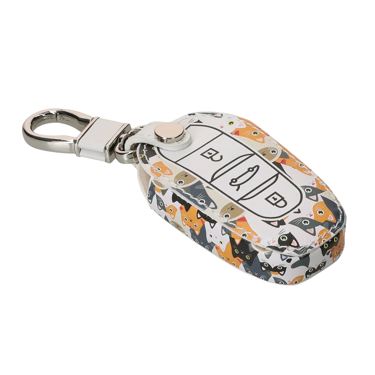 Kunstleder Hülle für Peugeot Citroen 3-Tasten Smartkey Autoschlüssel (nur Keyless Go) Autoschlüssel