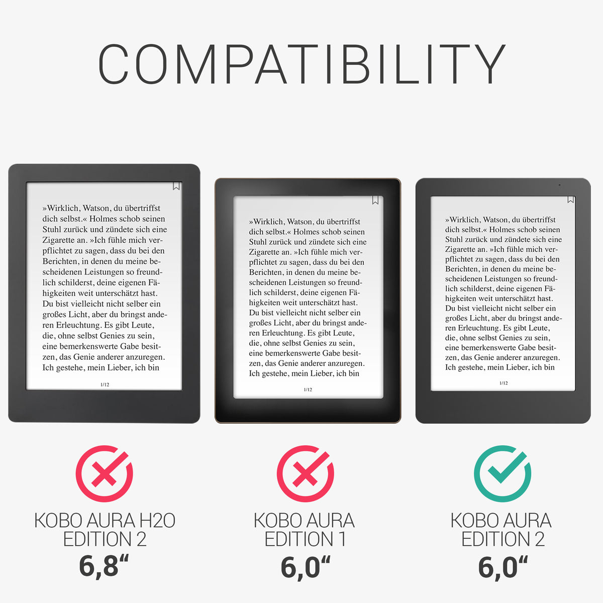 Kobo Aura Edition 2 Hülle mit Schlaufe und Ständer