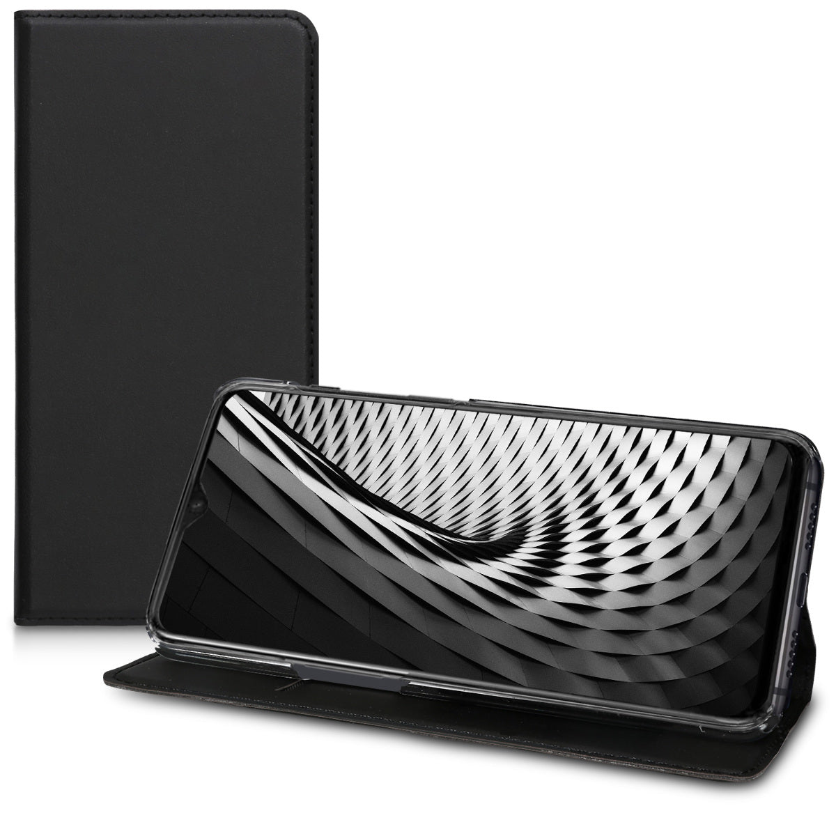 kwmobile Hülle kompatibel mit OnePlus 6T - Handy Schutzhülle - Flip Cover Case - Schwarz - Hüllen