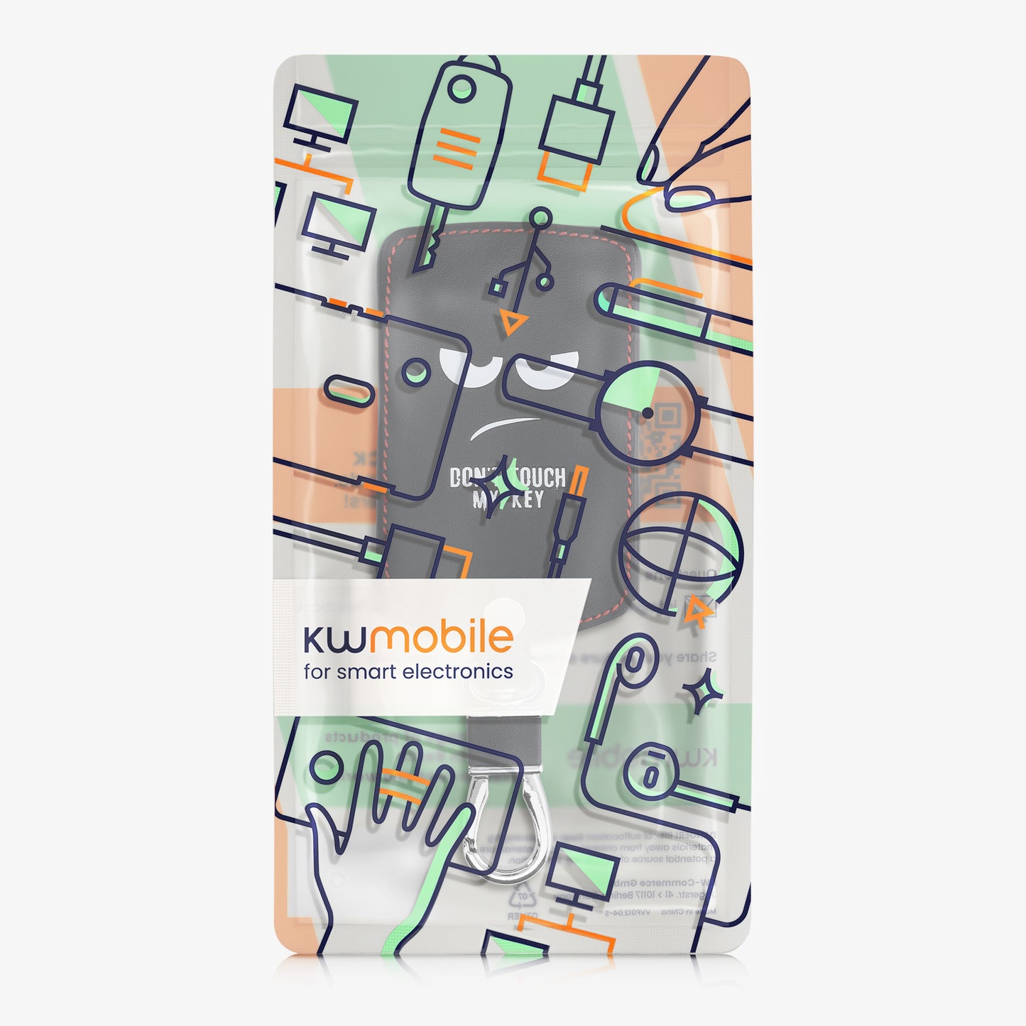 kwmobile Autoschlüssel Hülle kompatibel mit Renault 4-Tasten Autoschlüssel Karte (nur Keyless Go) - Kunstleder Schutzhülle Schlüsselhülle Don't touch my Key