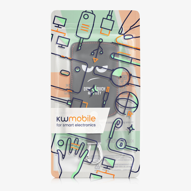 kwmobile Autoschlüssel Hülle kompatibel mit Renault 4-Tasten Autoschlüssel Karte (nur Keyless Go) - Kunstleder Schutzhülle Schlüsselhülle Don't touch my Key