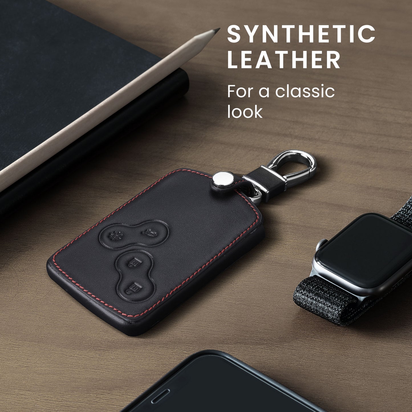 kwmobile Autoschlüssel Hülle kompatibel mit Renault 4-Tasten Autoschlüssel Karte (nur Keyless Go) - Kunstleder Schutzhülle Schlüsselhülle Don't touch my Key