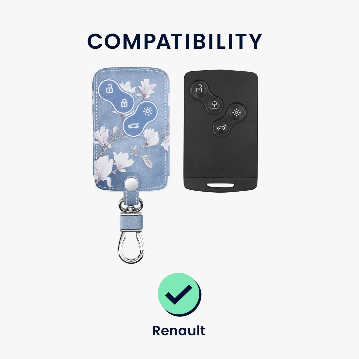 kwmobile Autoschlüssel Hülle kompatibel mit Renault 4-Tasten Autoschlüssel Karte (nur Keyless Go) - Kunstleder Schutzhülle Schlüsselhülle Don't touch my Key