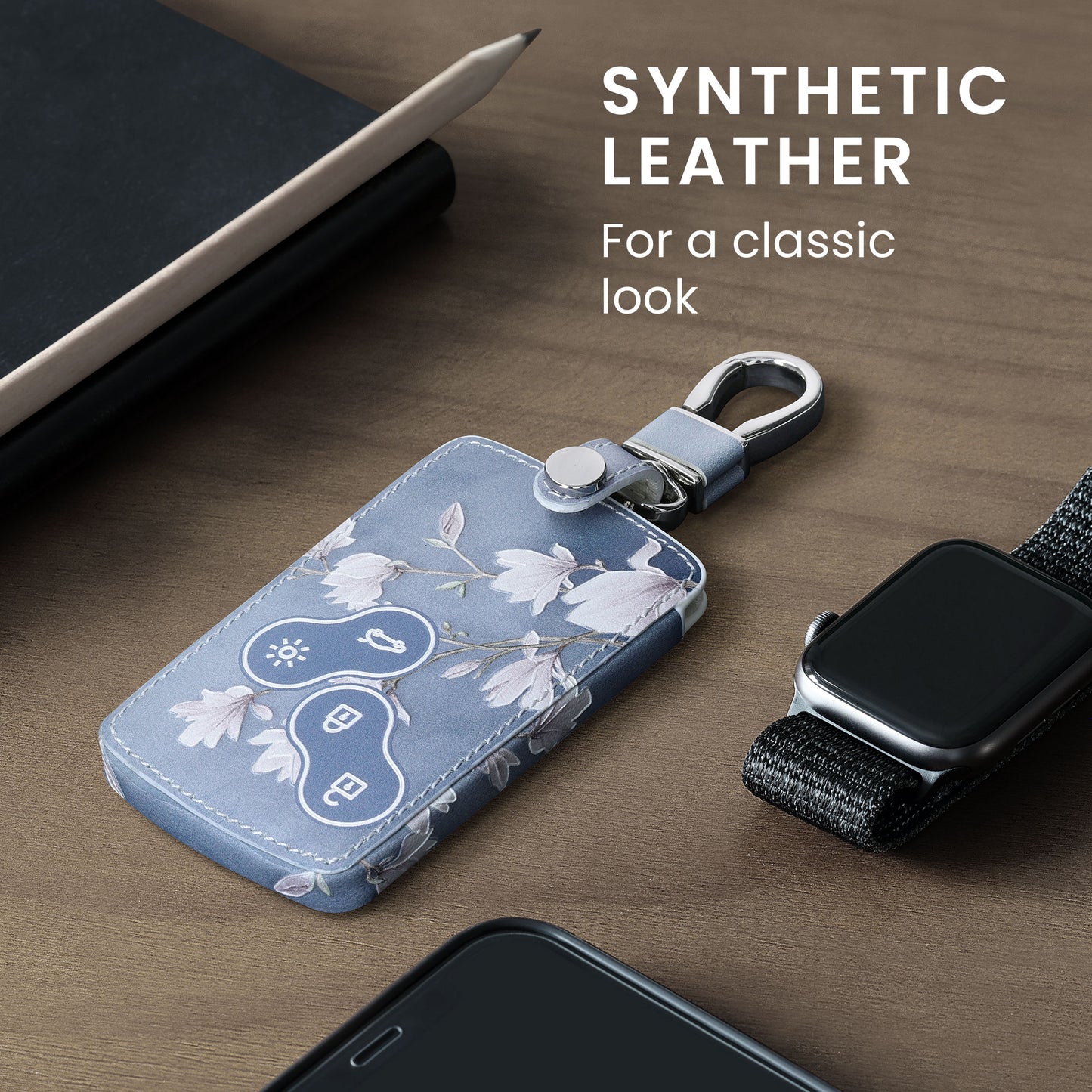 kwmobile Autoschlüssel Hülle kompatibel mit Renault 4-Tasten Autoschlüssel Karte (nur Keyless Go) - Kunstleder Schutzhülle Schlüsselhülle Don't touch my Key