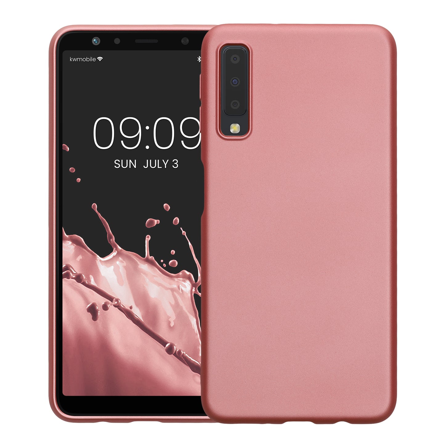 Samsung Galaxy A7 (2018) Silikon Handyhülle Metallic Rosegold
