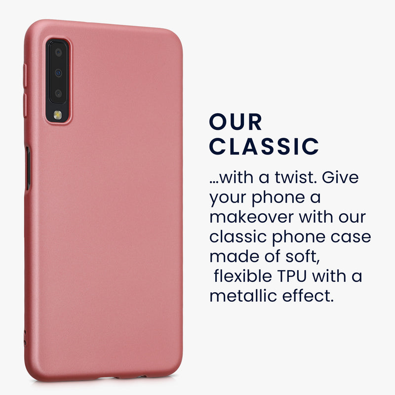 Samsung Galaxy A7 (2018) Silikon Handyhülle Metallic Rosegold