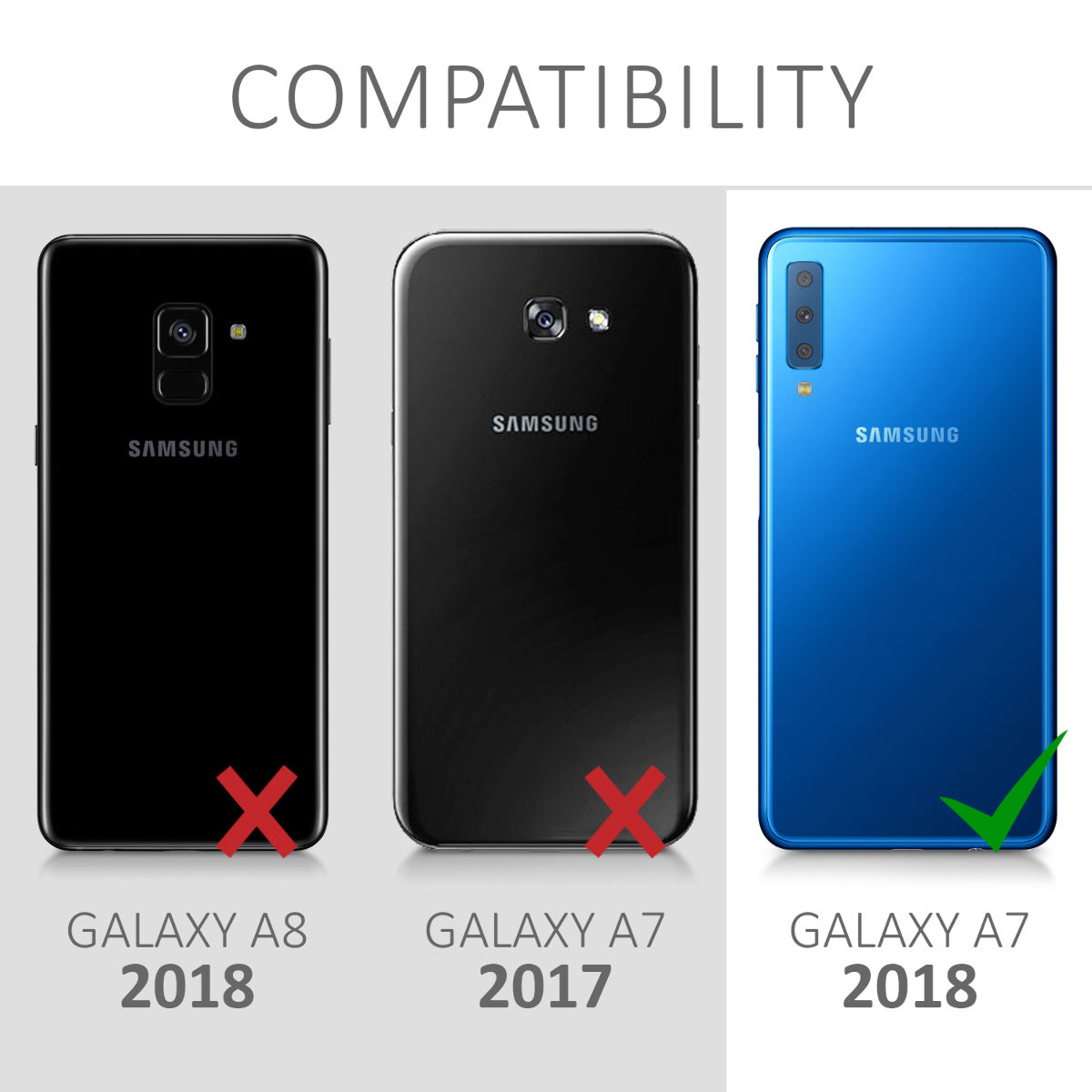 kwmobile Wallet Case kompatibel mit Samsung Galaxy A7 (2018) Hülle - Cover mit Ständer und Kartenfächern