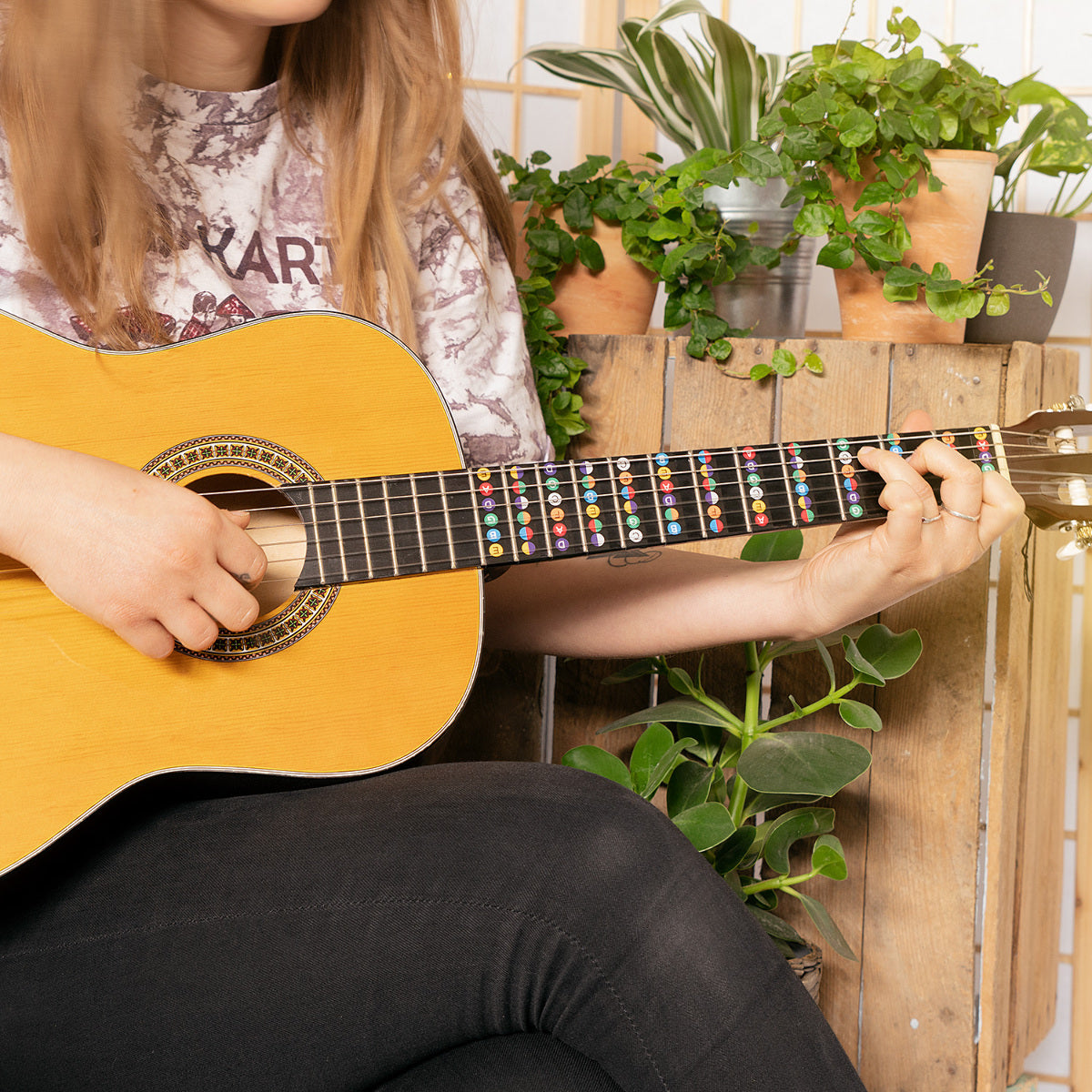 kwmobile Gitarren Griffbrett Noten Aufkleber - mit Anleitung - Anfänger Gitarrengriffbrett Sticker - für akustische