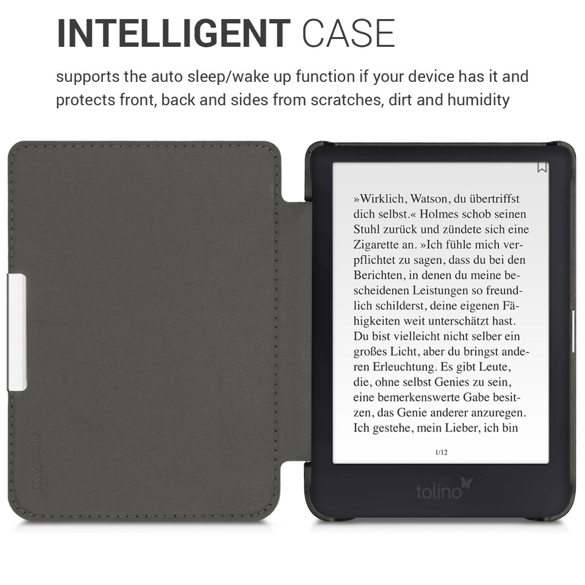 kwmobile Schutzhülle für Tolino Shine 3 Hülle - eReader Flip Case mit Auto Sleep Funktion