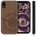 Holz Hardcase mit TPU Bumper für Apple iPhone XR Kompass Vintage