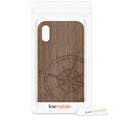 Holz Hardcase mit TPU Bumper für Apple iPhone XR Kompass Vintage