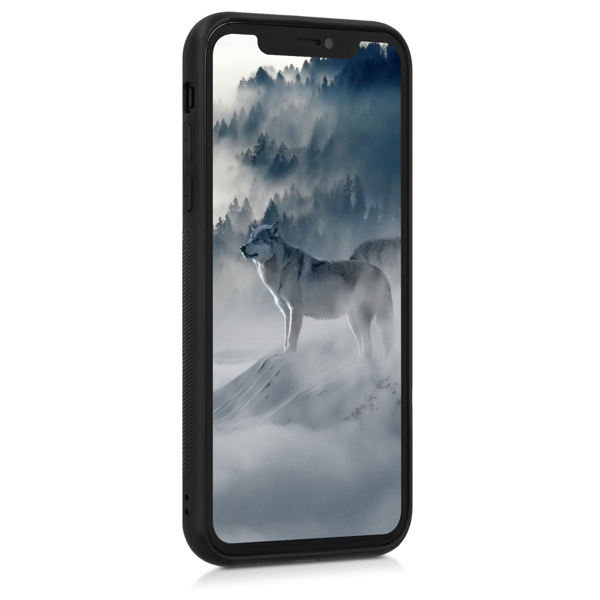 Holz Hardcase mit TPU Bumper für Apple iPhone XR Kompass Vintage