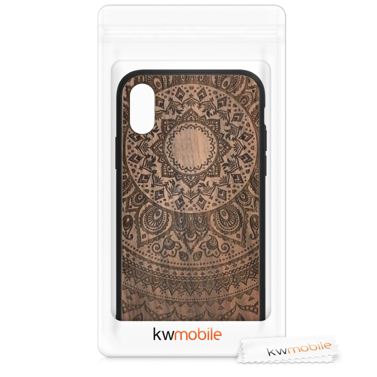 Holz Hardcase mit TPU Bumper für Apple iPhone XR Kompass Vintage