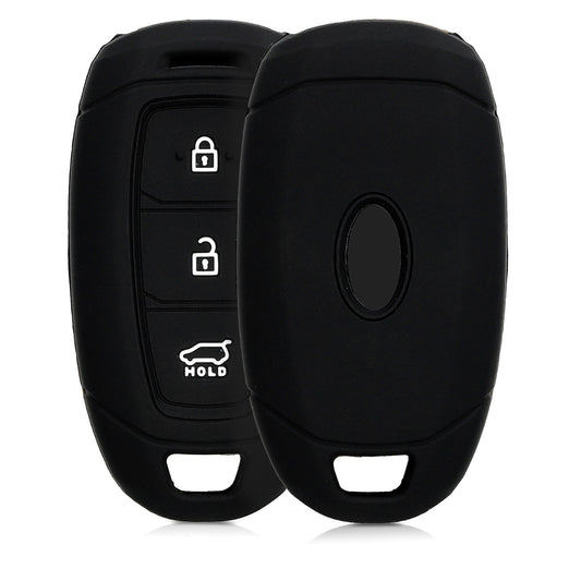 kwmobile Schlüsselhülle für Hyundai 3-Tasten Autoschlüssel Keyless Go Hülle - Autoschlüssel Schlüssel Hülle aus Silikon - Schlüsselschutz Gehäuse in Schwarz Schwarz  
