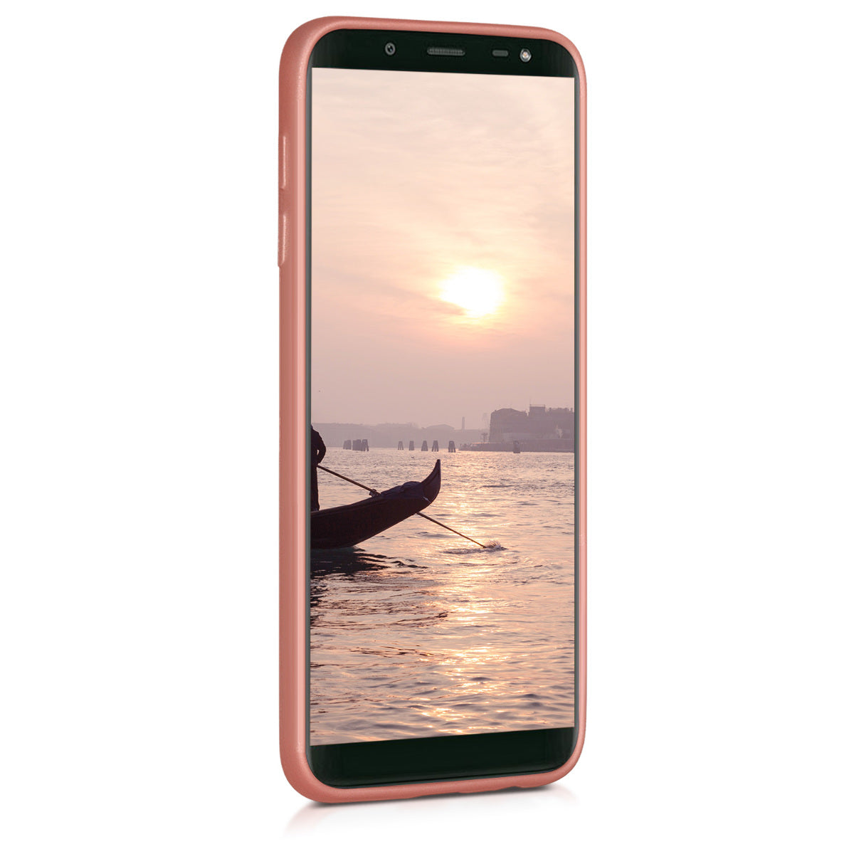 kwmobile Handyhülle für Samsung Galaxy J6 Hülle - Silikon Case metallisch schimmernd - Schutzhülle Cover