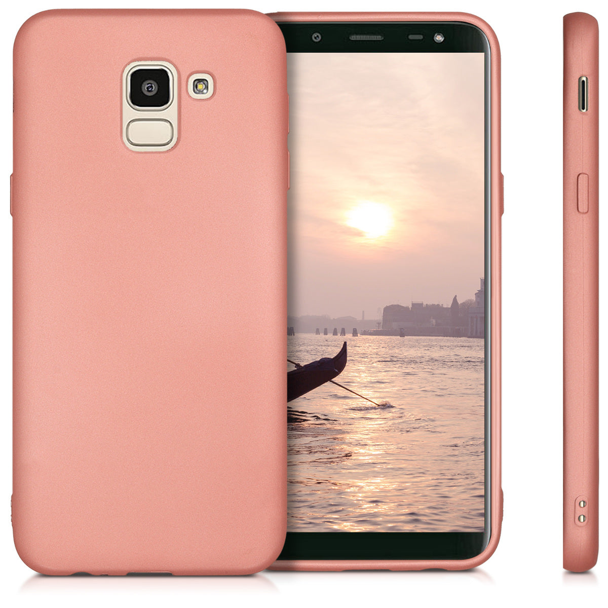 kwmobile Handyhülle für Samsung Galaxy J6 Hülle - Silikon Case metallisch schimmernd - Schutzhülle Cover