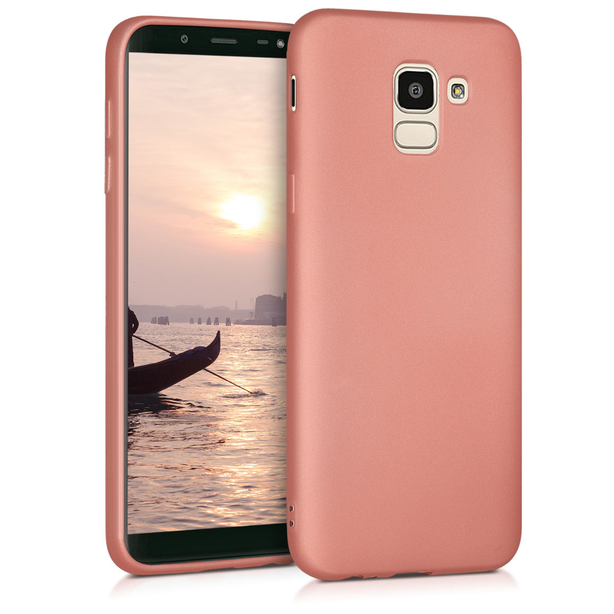 kwmobile Handyhülle für Samsung Galaxy J6 Hülle - Silikon Case metallisch schimmernd - Schutzhülle Cover