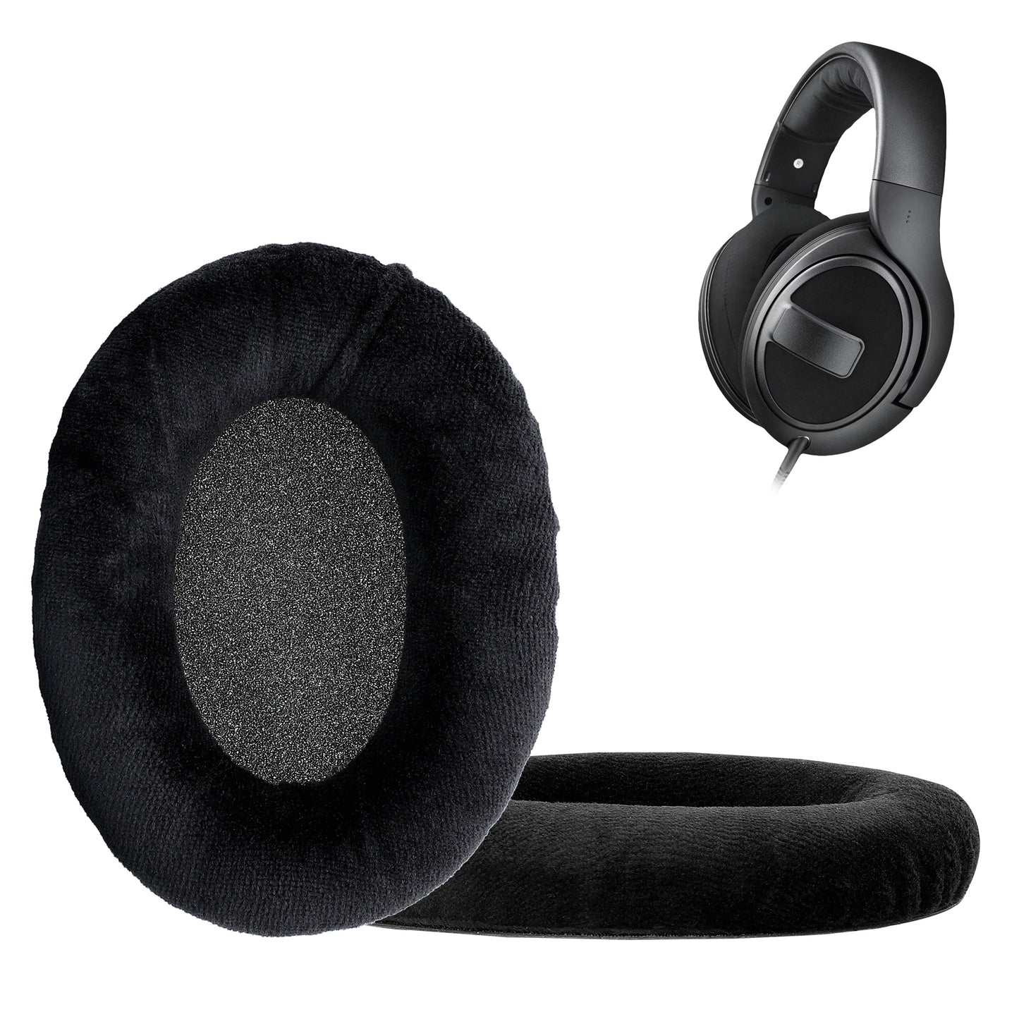 kwmobile 2x Velours Ohr Polster für Sennheiser HD 559 / 569 / 599 Ohrpolster - Ersatz Ohrpolster - Kopfhörer Ersatzteile - Kopfhörer Ersatzpolster für Over Ear Headphones Schwarz  
