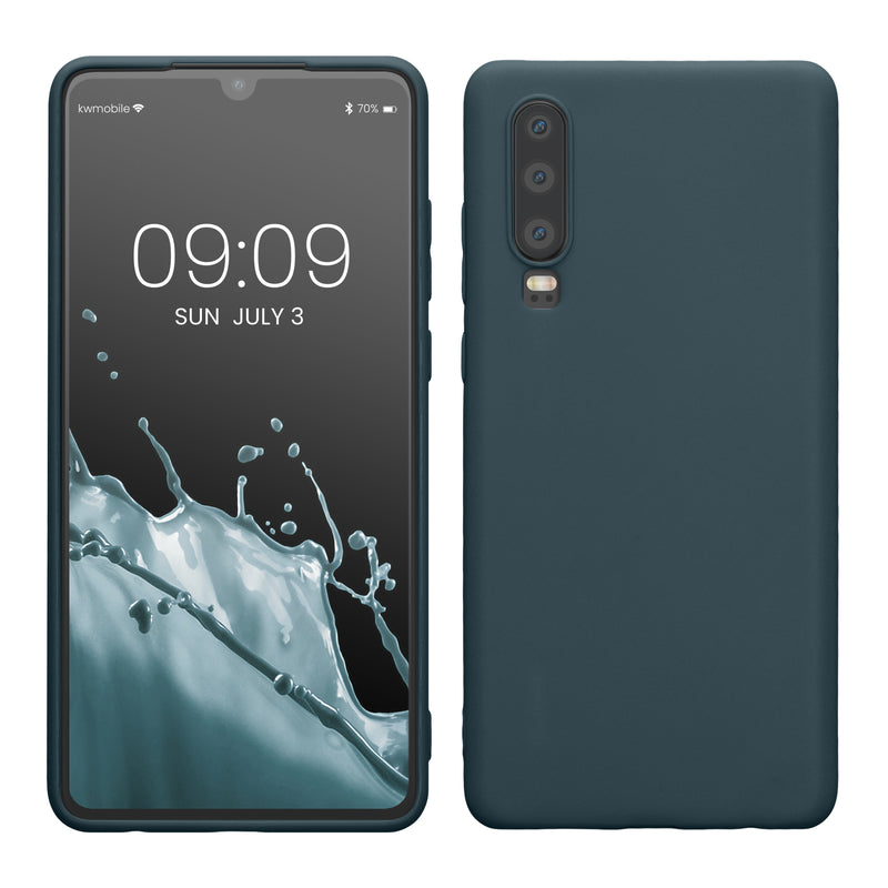 kwmobile Handyhülle für Huawei P30 Hülle - TPU Case - Kabelloses Laden - Schutzhülle Cover in Dunkler Schiefer Dunkler Schiefer  