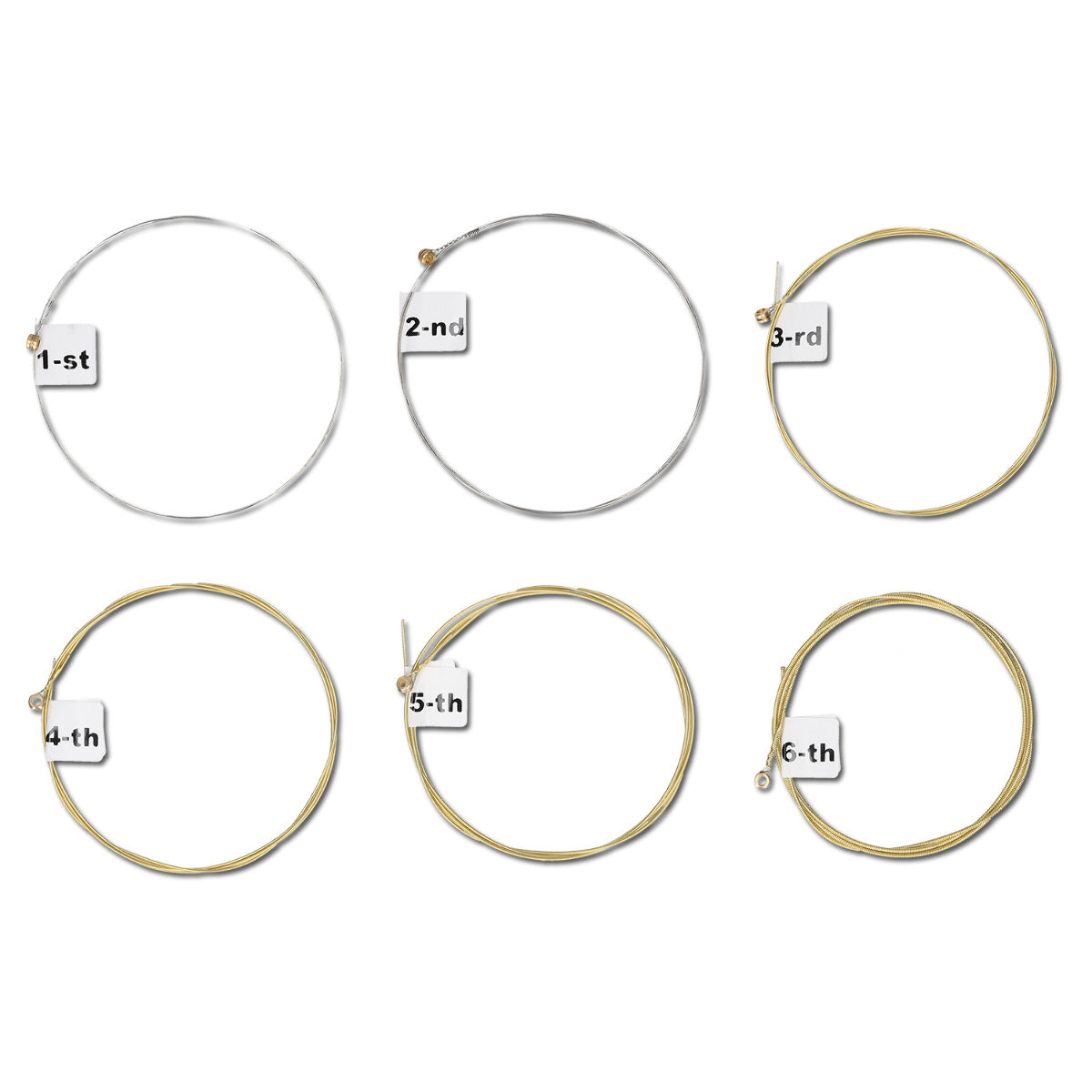 kwmobile Stahl Gitarrensaiten 6 Saiten-Set - für Akustikgitarren und Westerngitarren - mit Beschriftung - 6x Stahlsaiten Akustik Western Gitarre Silber  [dsg03]